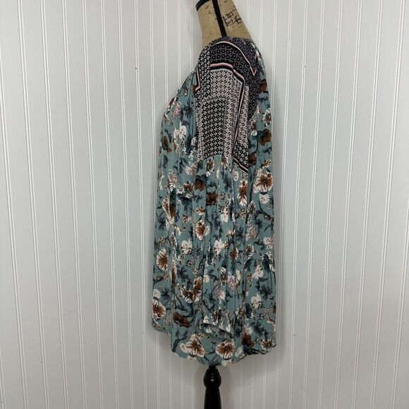 Jodifl Peasant Shirt Sz 2X? Long Sleeve Floral V Neck Crinkle Office Bloomcore - Picture 14 of 16